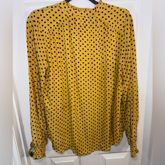 Anthropologie Yellow Polka Dot Blouse - Picture 5 of 6